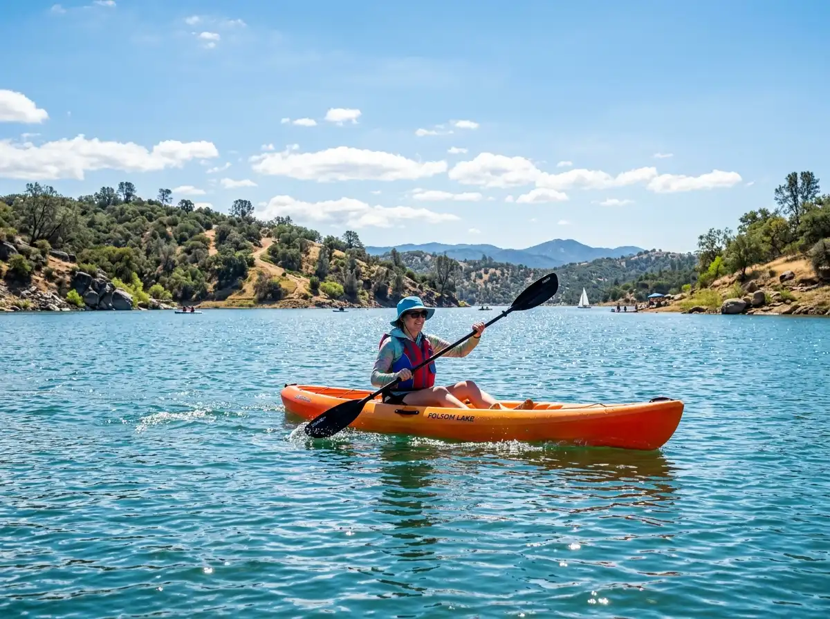 Kayaking on Folsom Lake in El Dorado County